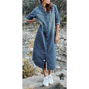 Frank & Eileen Blue Long Blouse